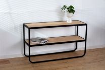 Christina Console Table - Timber Shelves with Black Metal Frame
