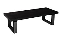 Viggo Black Elm Timber Coffee Table with Black Metal Base - Recycled Timber Table