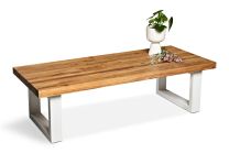 Viggo Reclaimed Elm Timber Coffee Table 140 cm - White Metal Legs