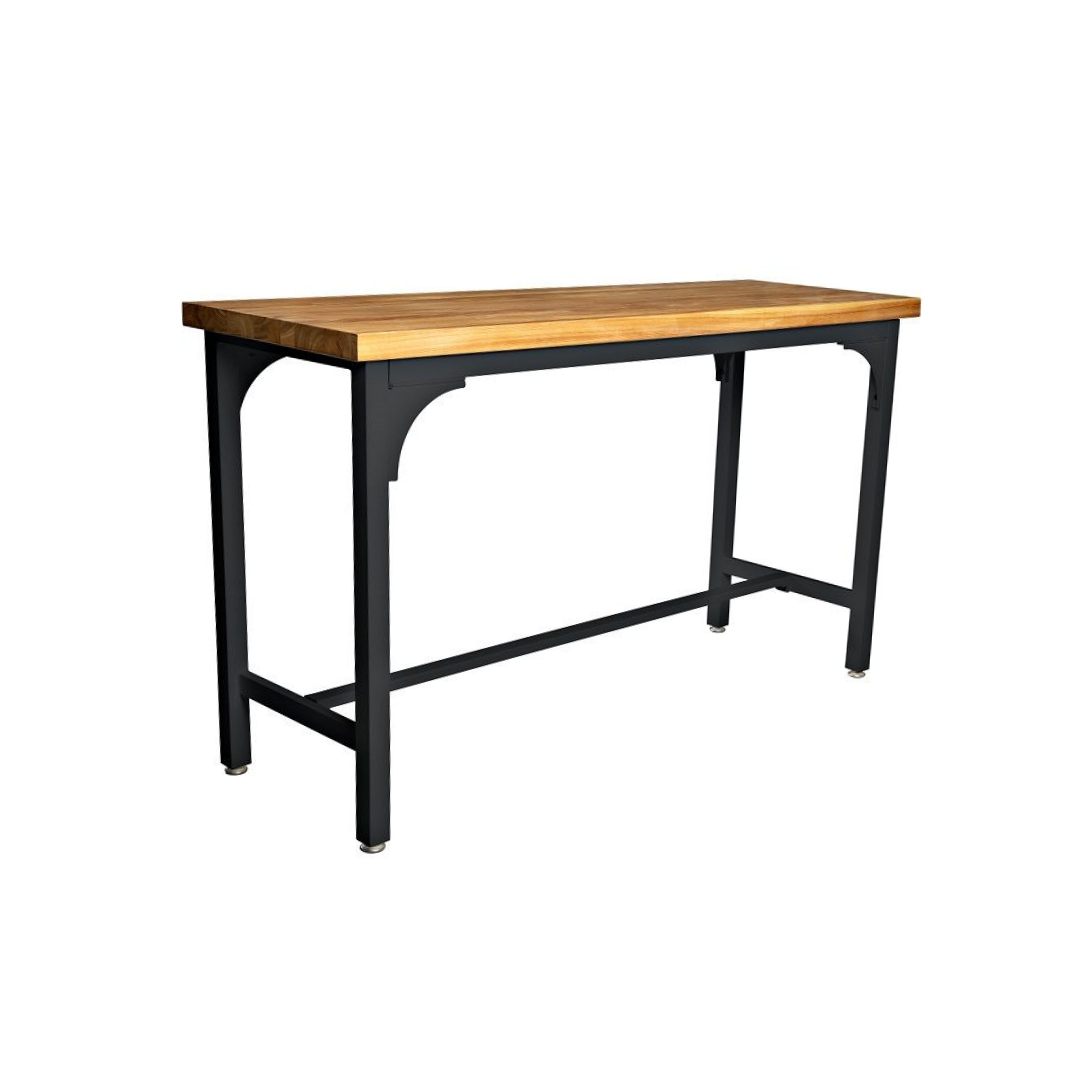Bar Table with Black Powder Coated Steel Frame and Reclaimed Elm Top 180cm Long 
