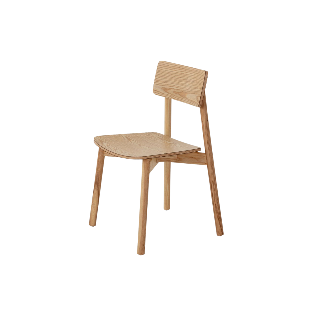 Natural Ash Timber Dining Chair with Back Rest, Seat Height of 45.5cm